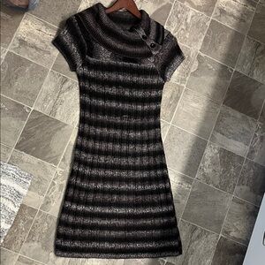 AGB Dark Gray Buttoned Cowl Neck Sweater dress